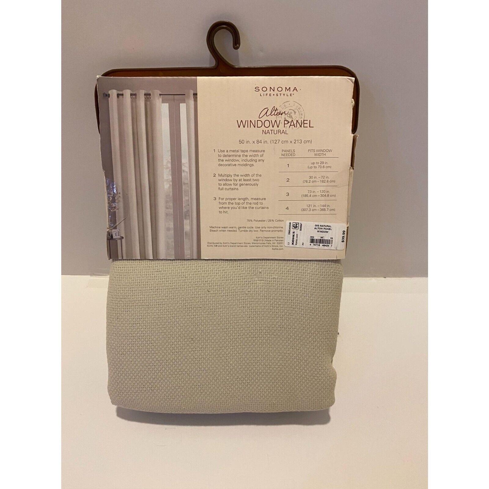 Sonoma Alton Window Panel Natural 50 x 84 Opaque Privacy Curtain