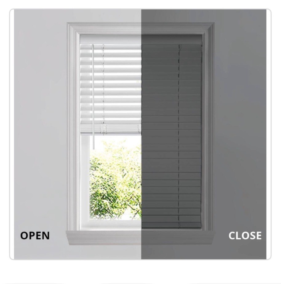 White Cordless Faux Wood Blinds for Windows with 2 in