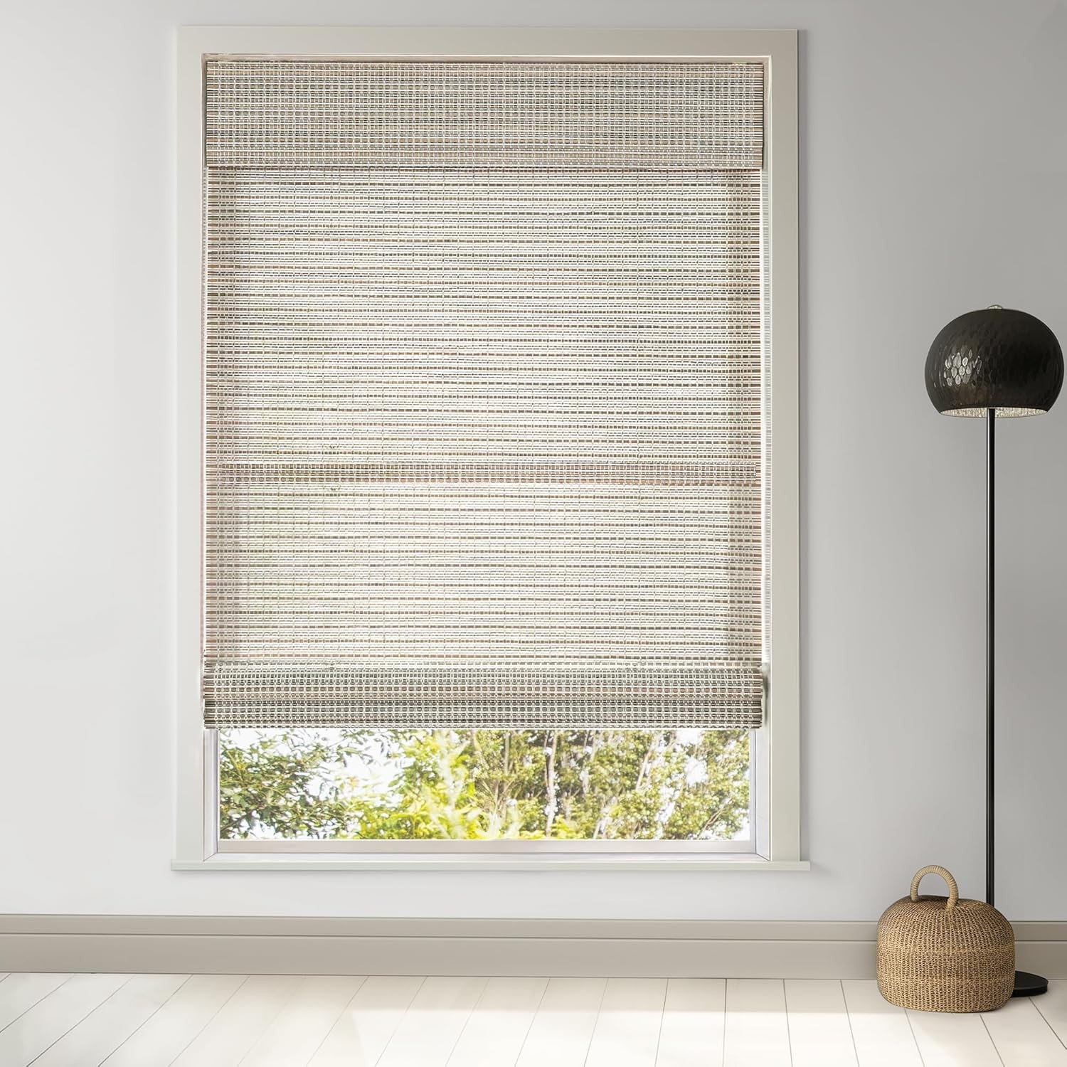 LazBlinds Cordless Bamboo Roman Shades Light Filtering Natural Window Blinds