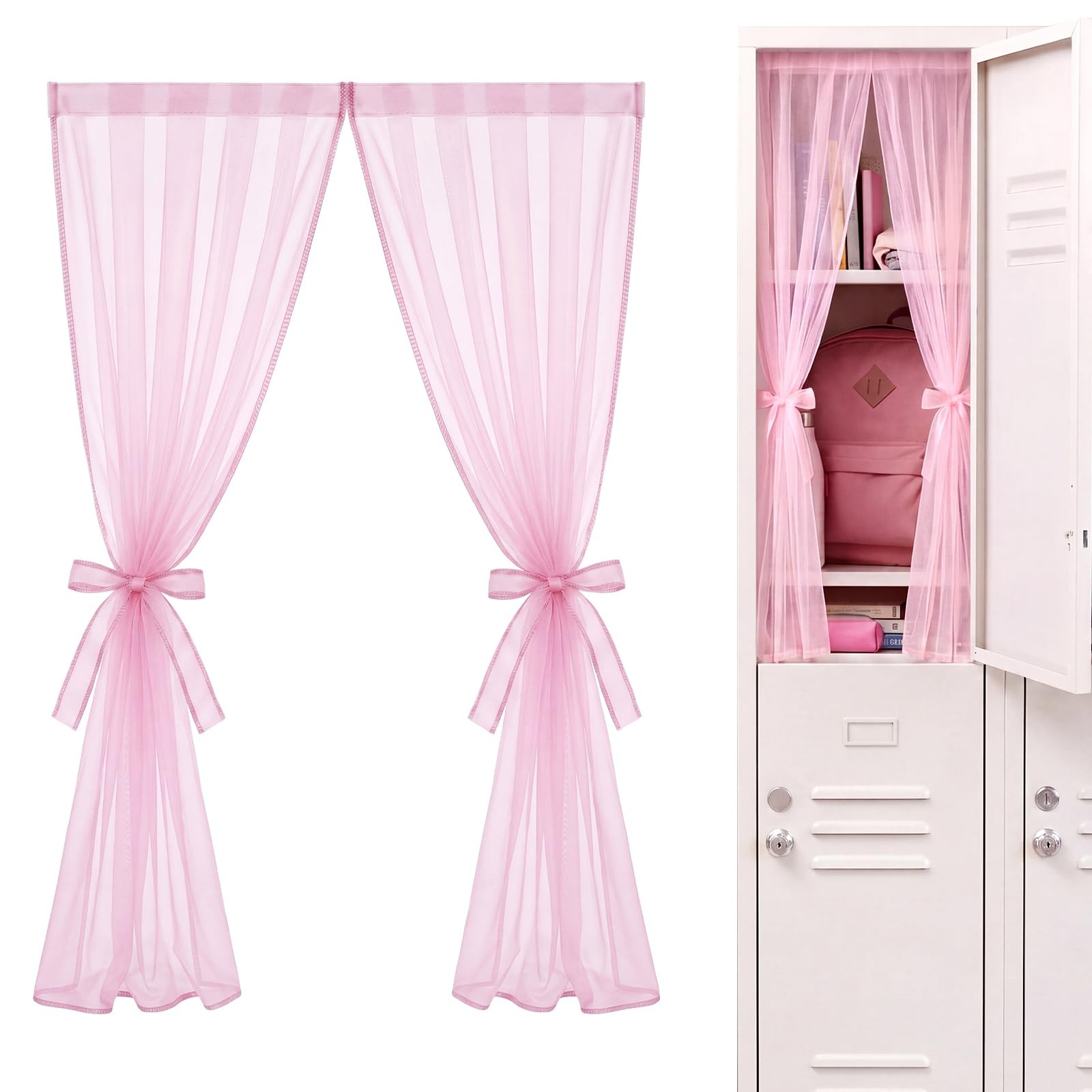 Locker Sheer Curtains with Magic Tape for 12 Inches Aesthetic Mesh Locker Dec…