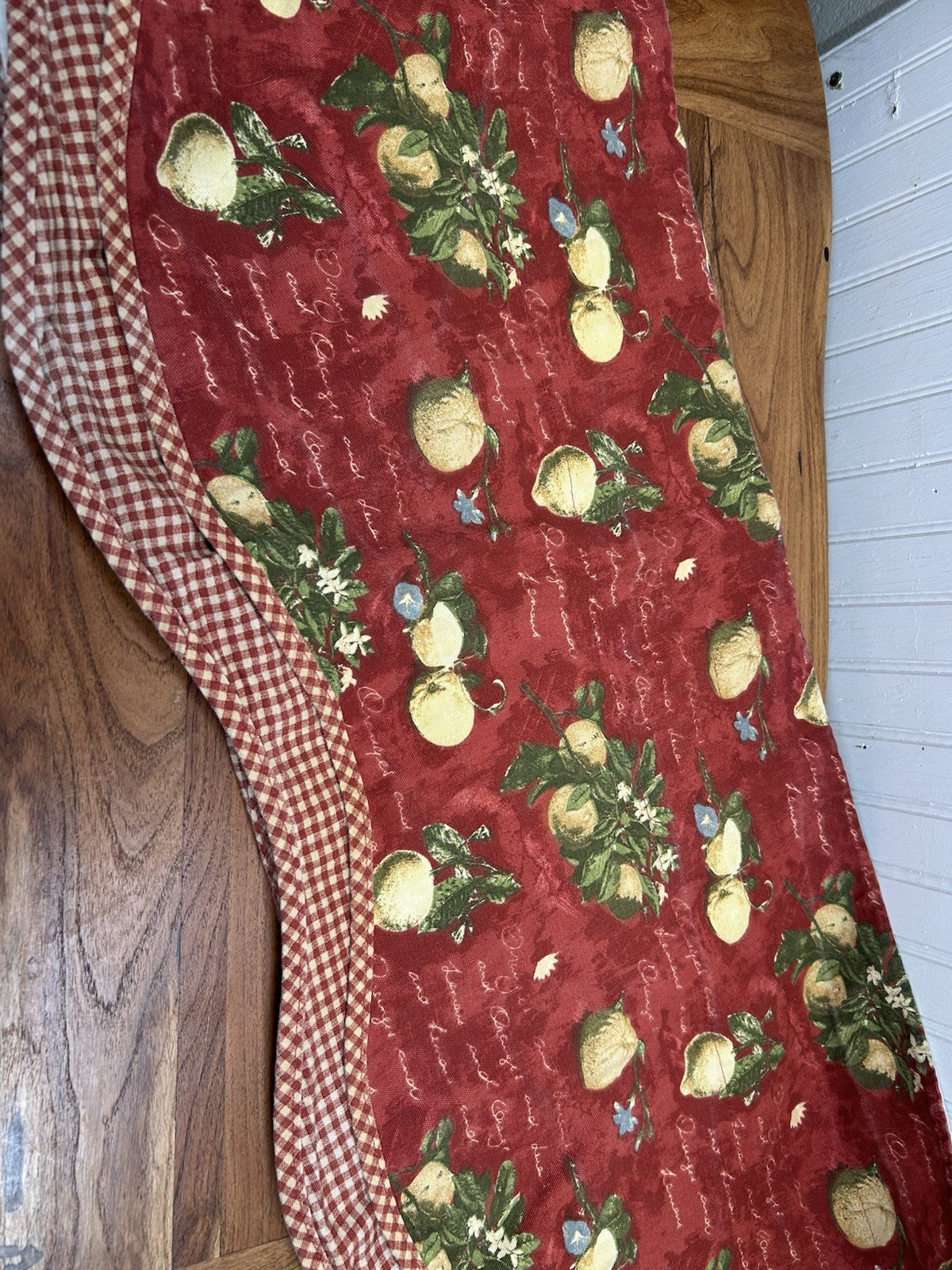 Waverly Home Classic Curtain Valance Oranges Lemons Red Gingham Cotton