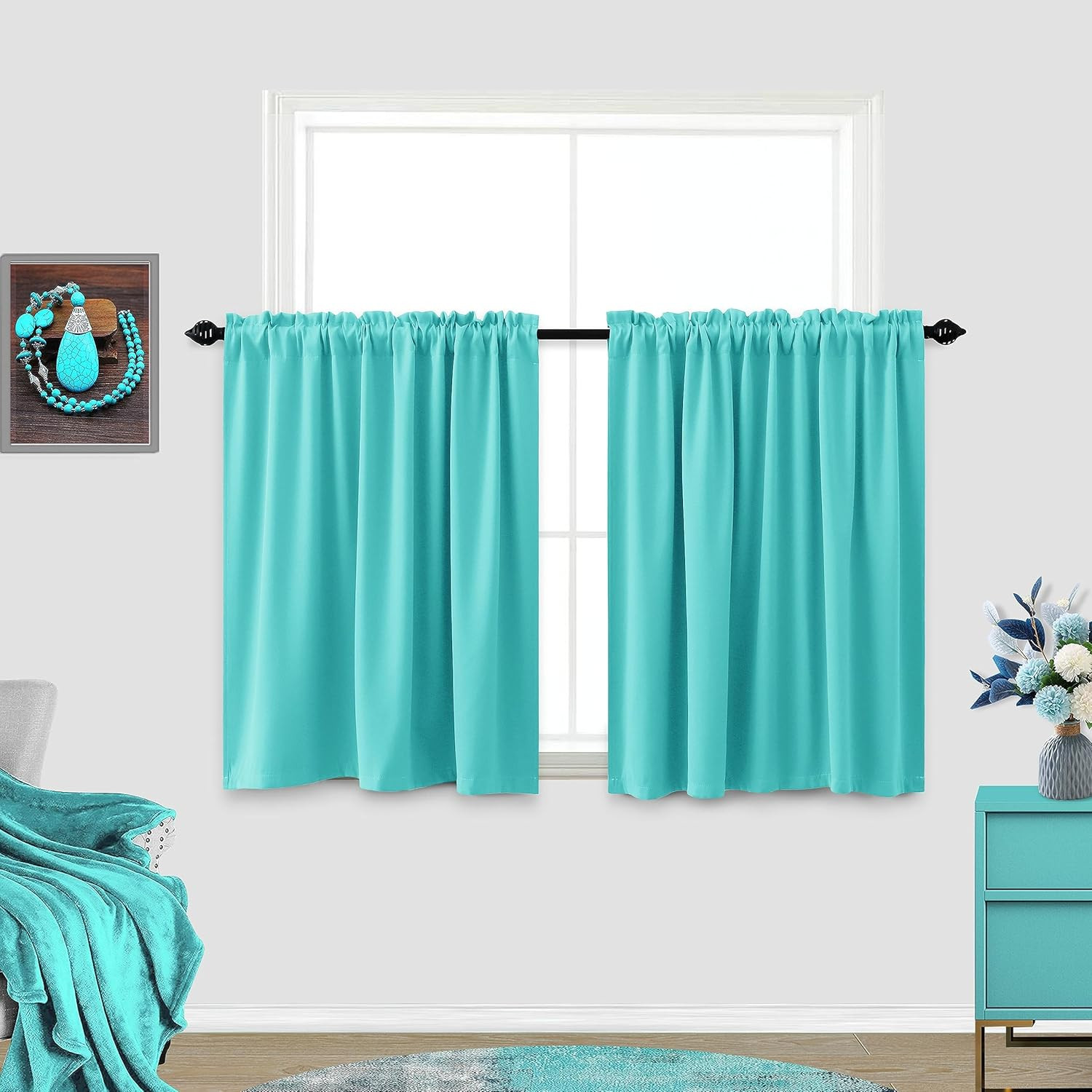 30 Inch Long Curtains for Small Windows Blackout Thermal Insulating Short Windo