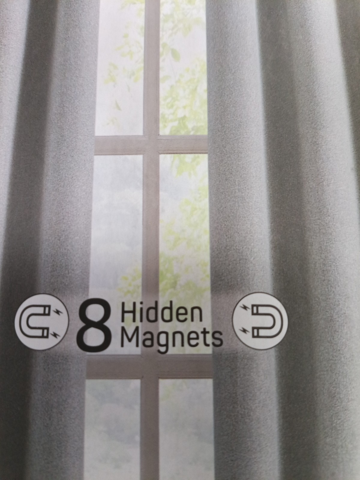 100% Blackout Magnetic Privacy Curtain Panels 2 Pack Gray 52 x 84 Grommet