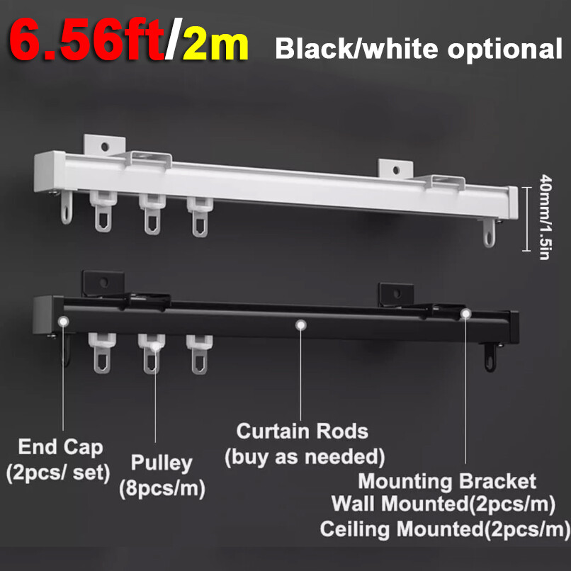 Heavy Duty Curtain Track System – 2M Silent Aluminum Rails Ceiling&Wall Mount