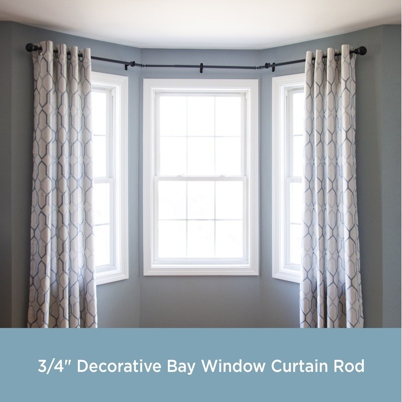 Bryce Adjustable Bay Window Curtain Rod Steel Telescoping Hardware Set New