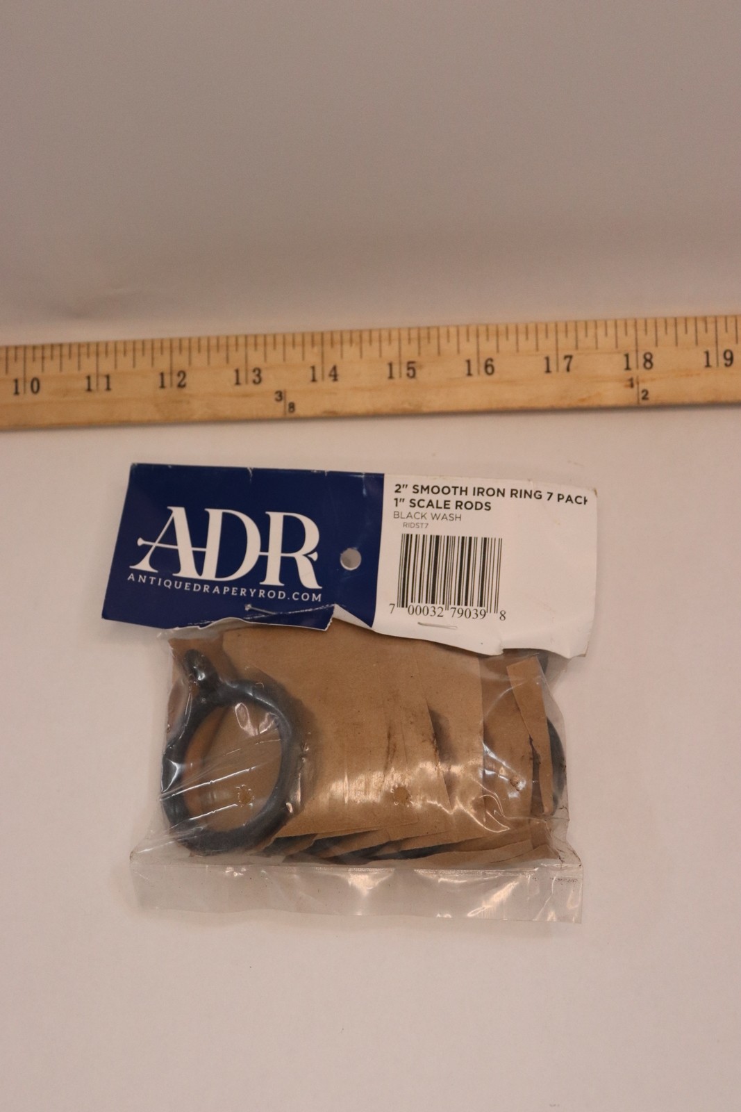(7-Pk) ADR Eyelet Curtain Ring Smooth Black Iron 2″ x 1″ Scale Rods RIDST7