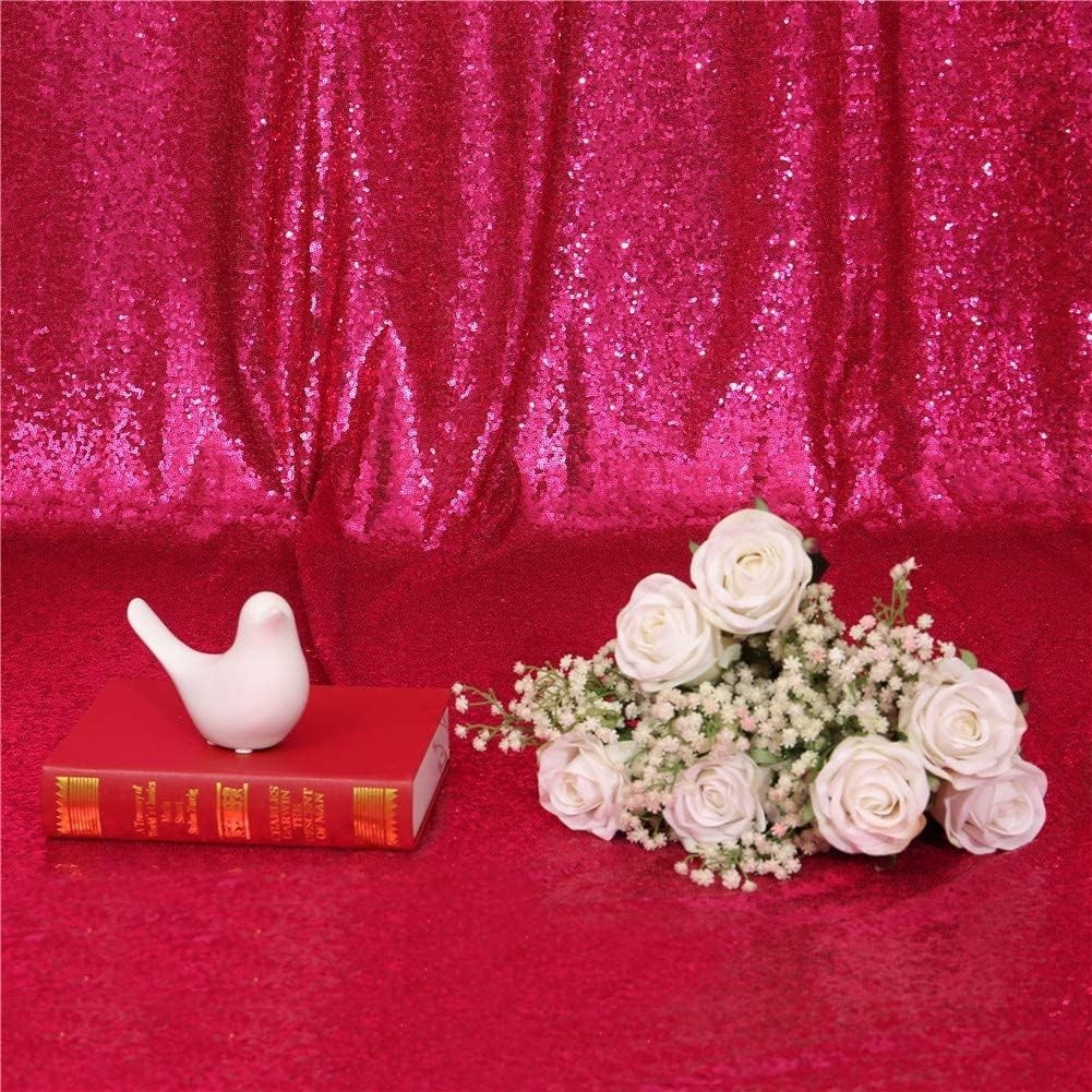 Hot Pink Shimmer Sequin Curtain Set – 2FTx8FT for Birthday, Wedding, Photography