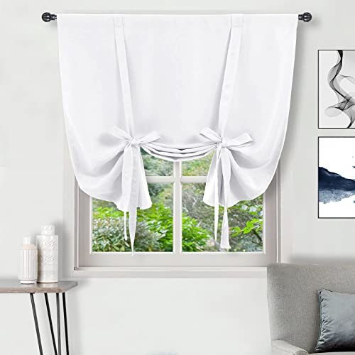 Curtains-Tie Up Shade for Window Thermal 42″W x 63″L (Pack of 1) Pure White