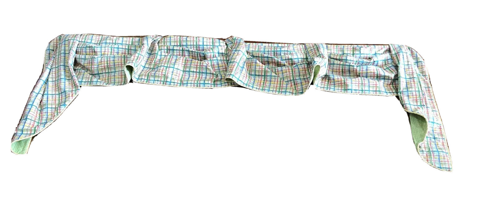 Custom Made Pleated Swag Valance Heavy Cornice Board 72″ Kitchen Stripes Checker