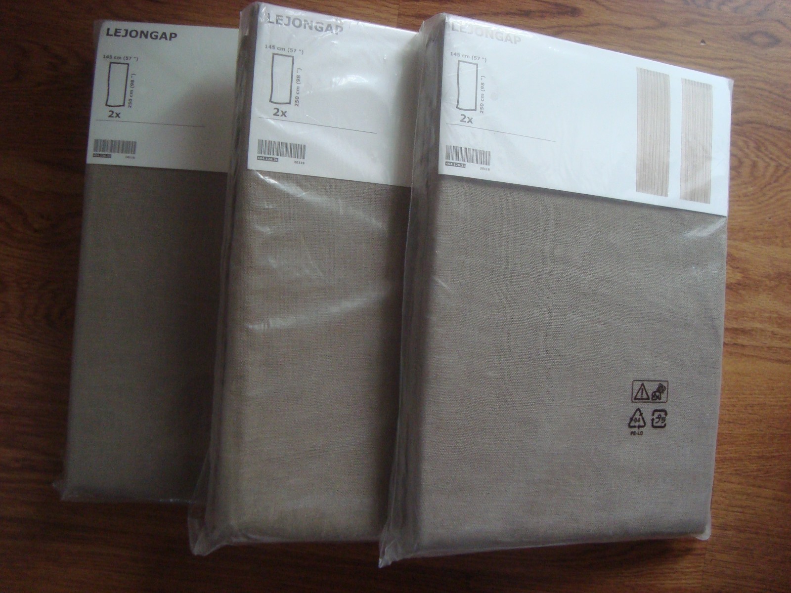 Ikea 100% LINEN Pair of Curtains 57 x 98 ” Lin Panels in Rustic Classic Dk Beige