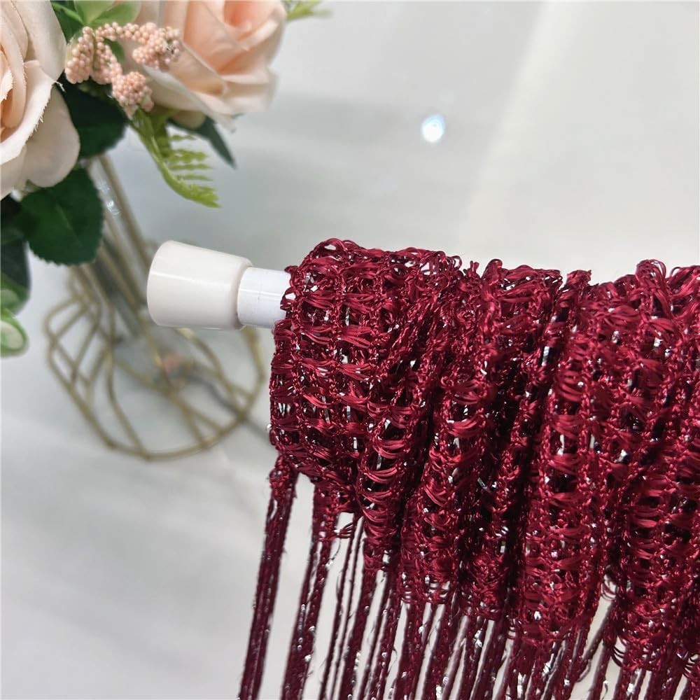 Versatile Red Wine Tassel String Panel for Living Room and Wedding Decor