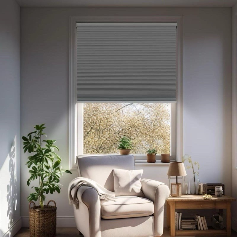 Changshade Blackout Cordless 34”x72” Honeycomb Cellular Shades Grey