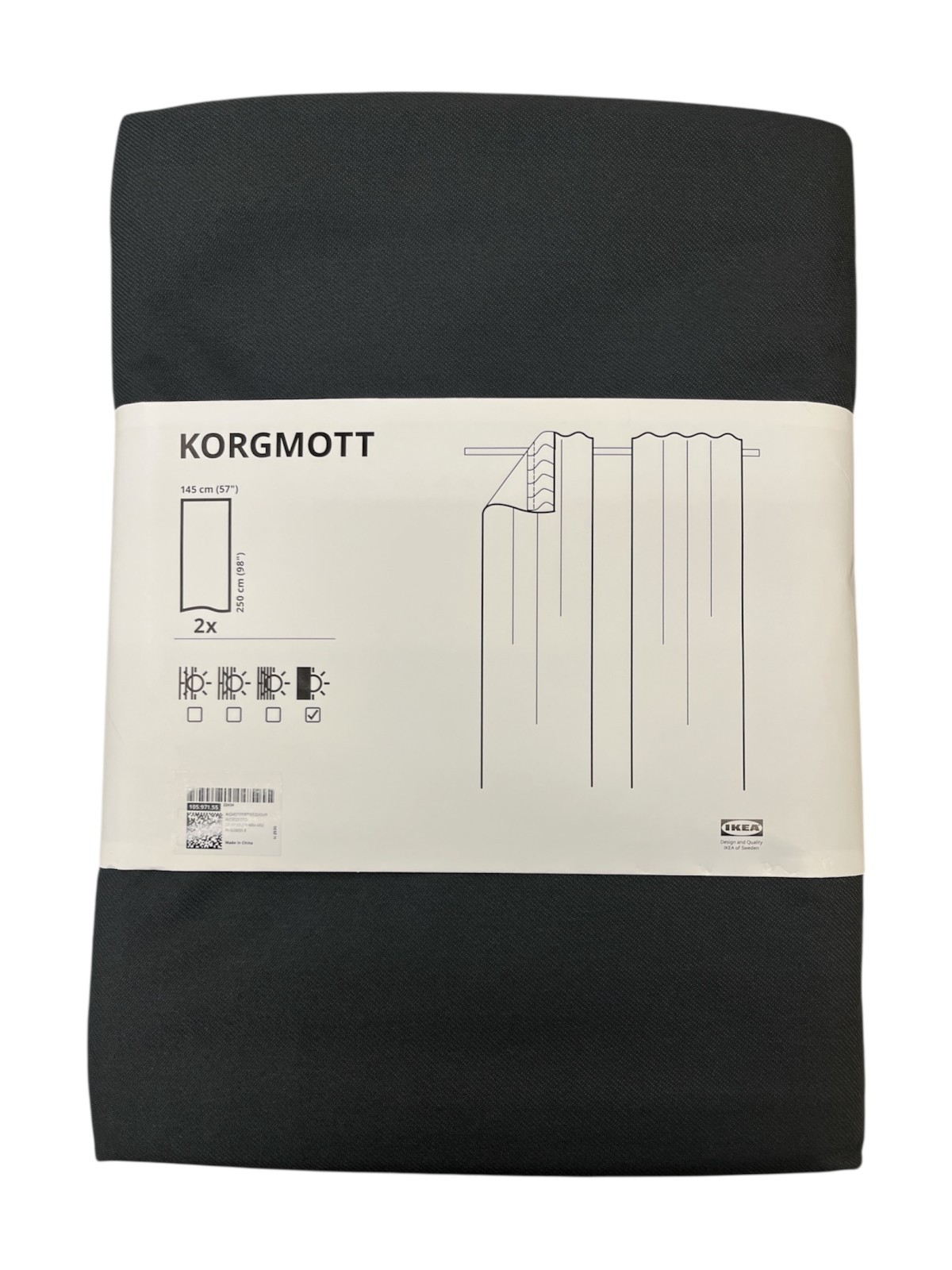 New IKEA KORGMOTT Blackout Curtains Dark Gray 145×250 cm (57×98 “) 105.971.55
