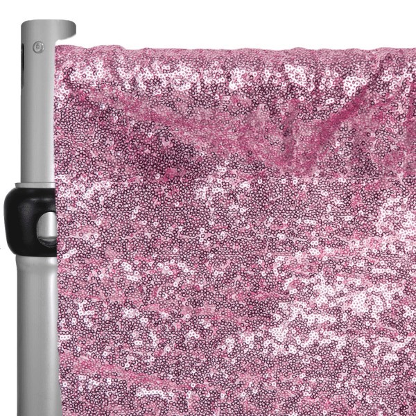 Pink Sequin Backdrop Curtain 12ft x 4.5ft w/ 4″ Rod Pocket – Sparkling Event…