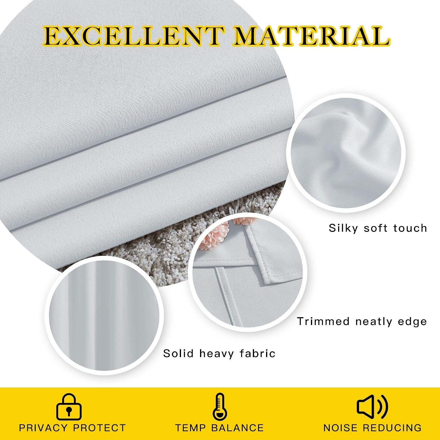 100% Polyester Blackout Curtains – 2 Panels 52×84 with Silver Grommet