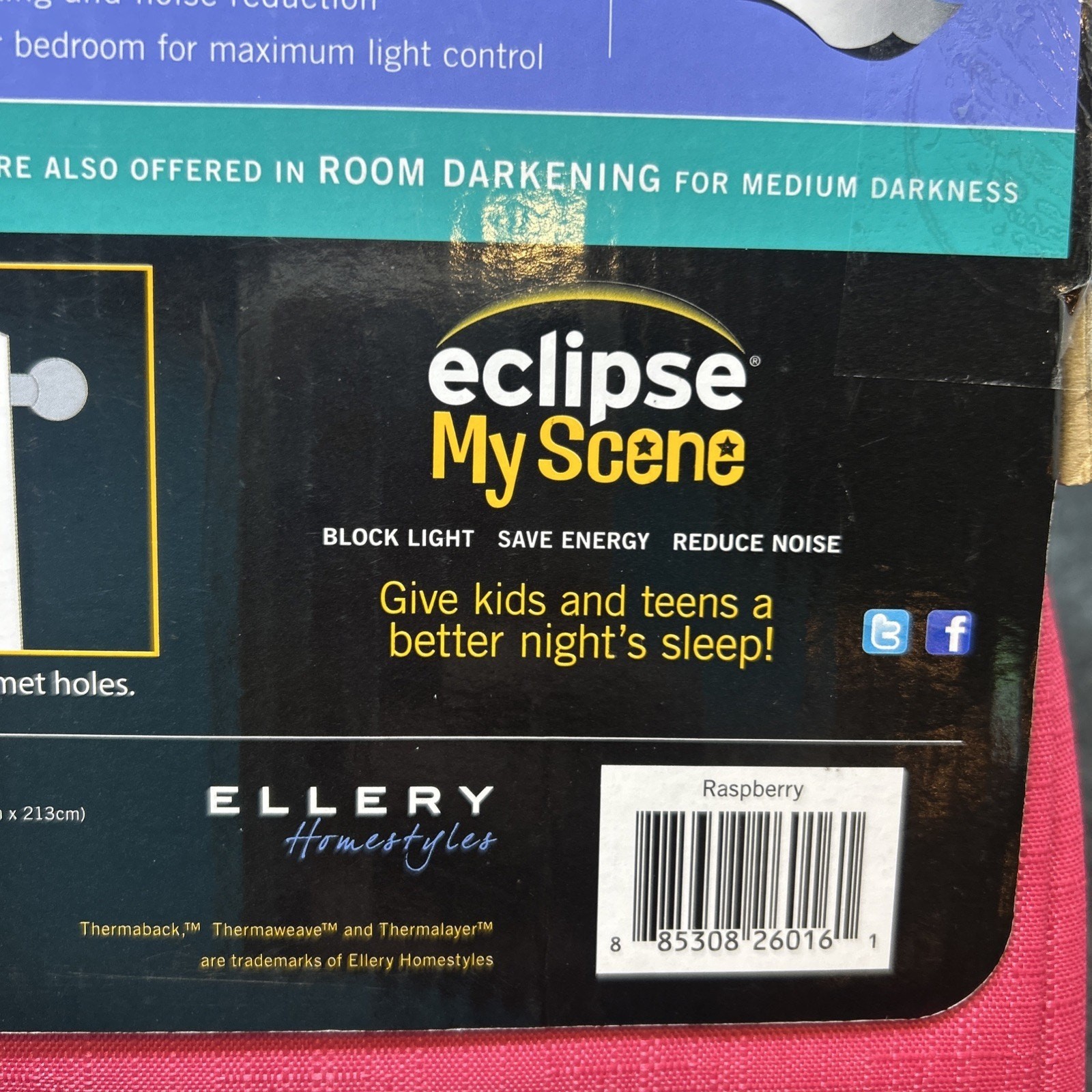 NEW Eclipse My Scene Blackout Curtain Panel Dayton Raspberry 42″ x 84″ Grommet
