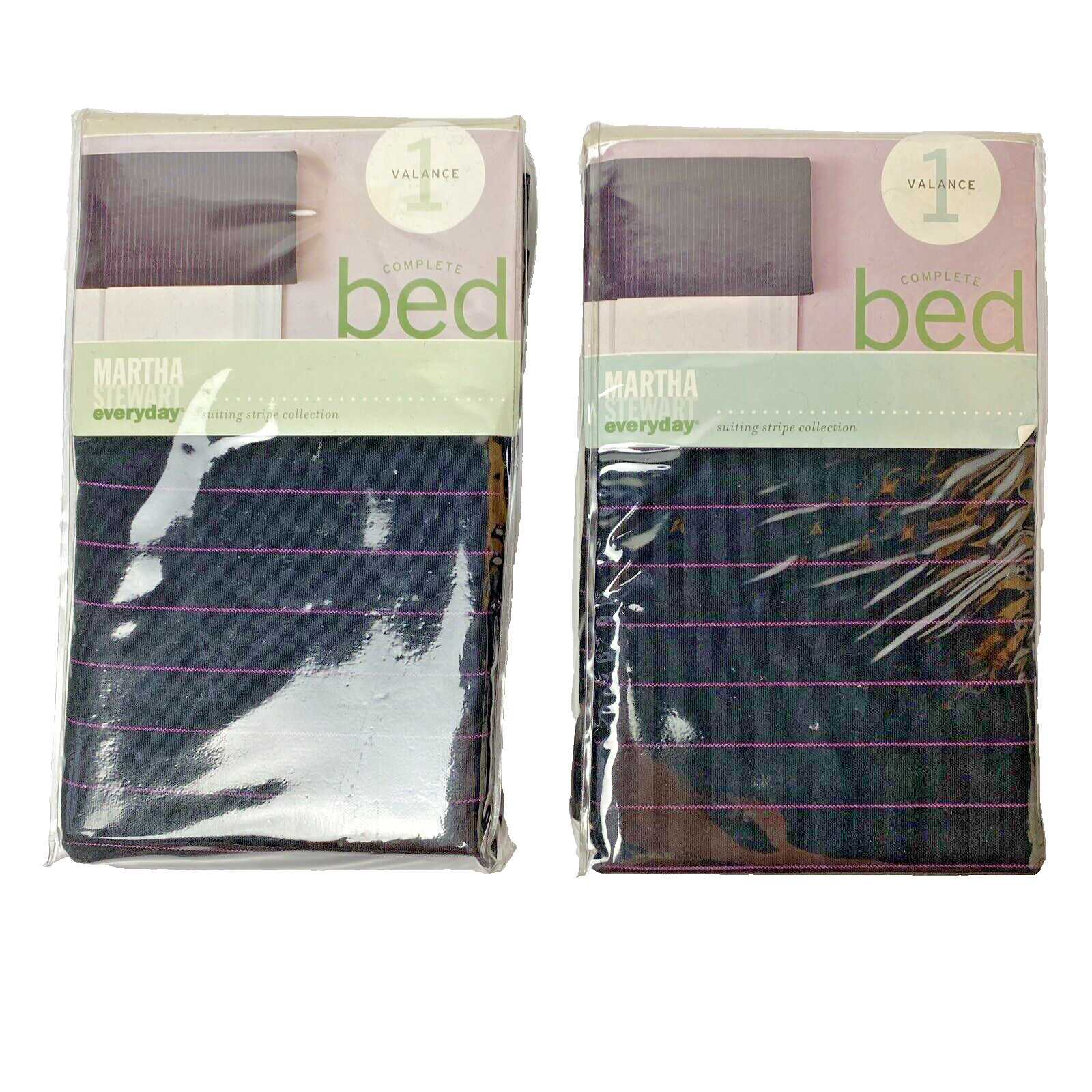 2 Martha Stewart Window Valance Suiting Stripe Collection 52” Wide X 15″ Tall