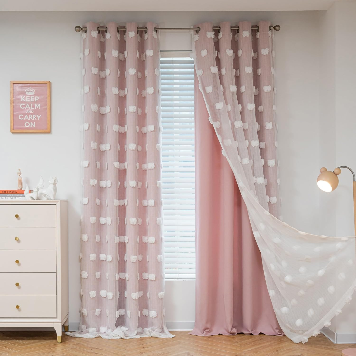 Pink Curtains for Girls Bedroom 84 Inches Long Blackout Nursery Curtains Double