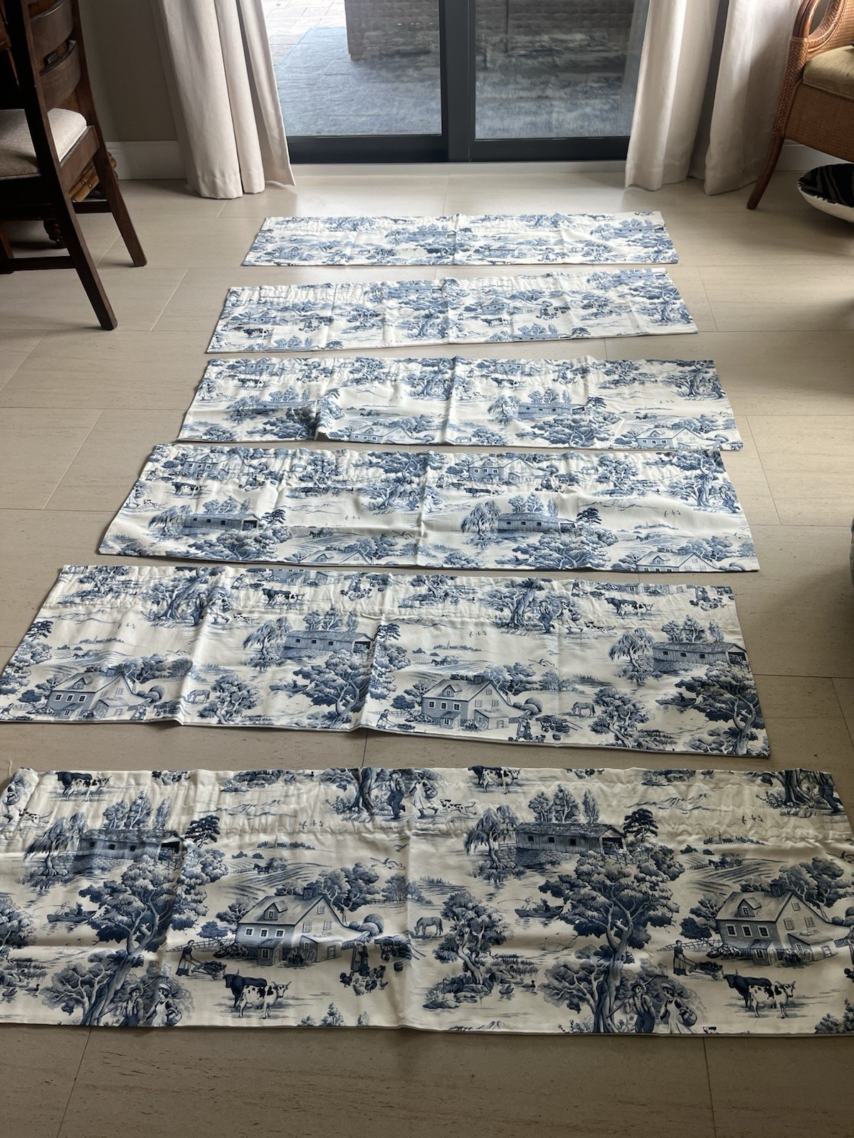 LINED WINDOW VALANCE CURTAIN 52 X 15 COTTAGE BLUE & WHITE FARM 6 Curtains