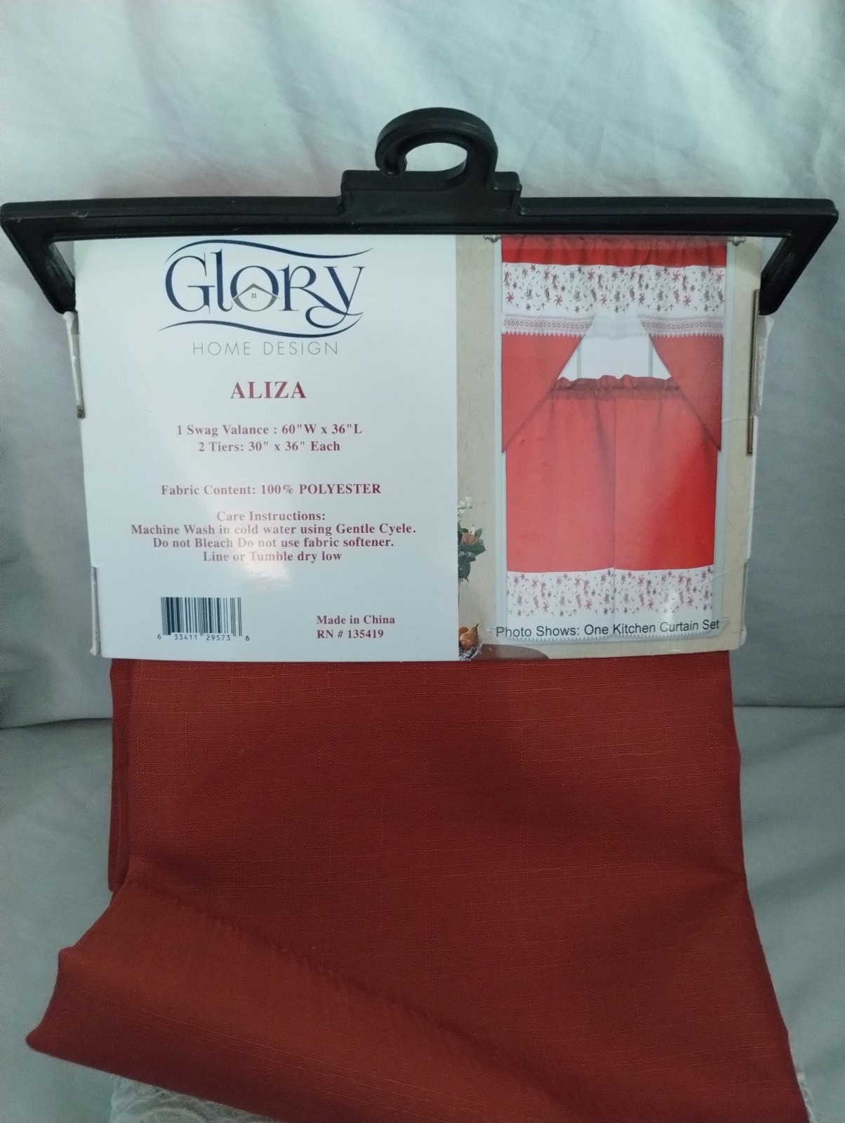 Glory Home Design – 3 Piece Kitchen Curtain Set – Fabric: 100% Polyester