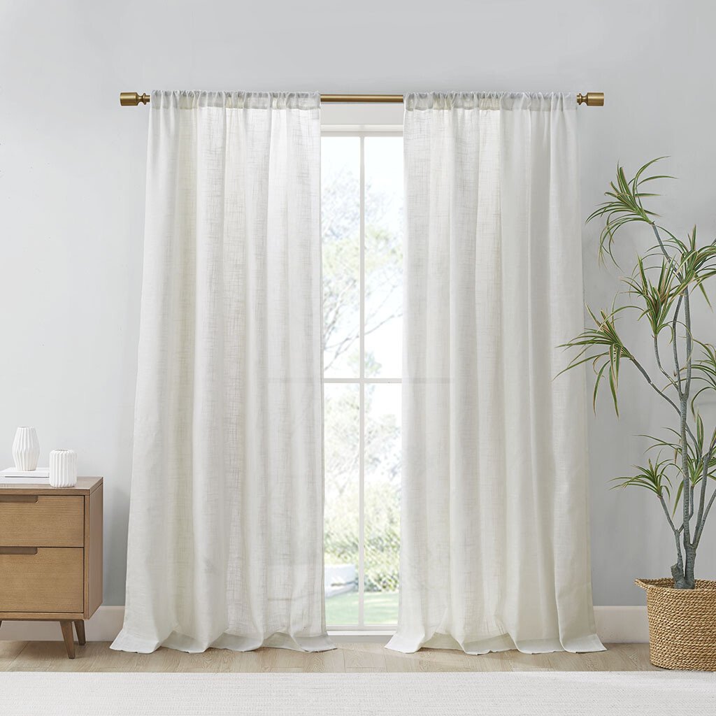 Madison Park Linen Blend Light Filtering Curtain Window Panel Pair 2-PK 52×84