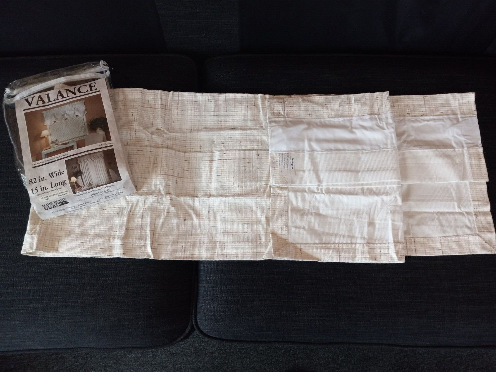 1 Burlington Tuck Valance Montana Cream-Tan-Brown Thermo-Backed 82″w x 15″l USA