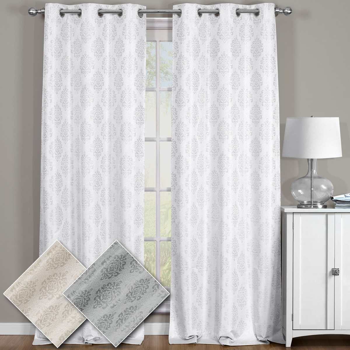 Paisley 100% Blackout Window Curtain Panels Full Light Heat Blocking Drapes Pair