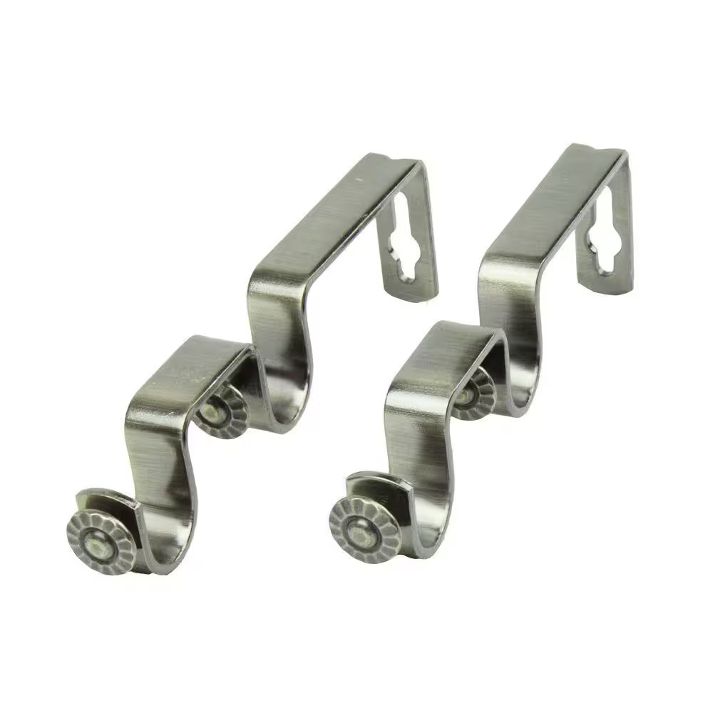 Antique Brass Metal Double 6 In. Projection Curtain Rod Bracket (Set of 2)