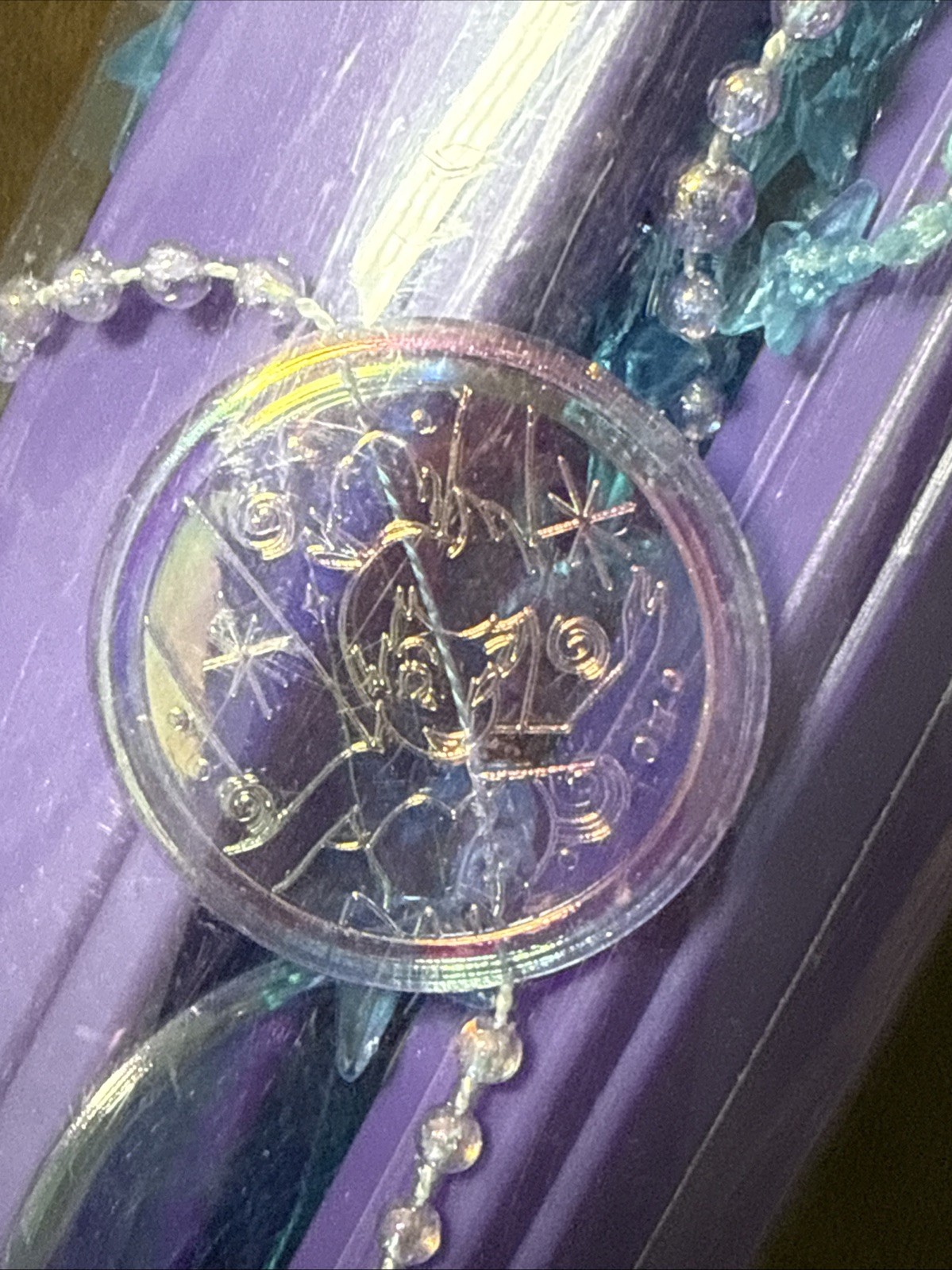 NEW Disney Tinkerbell & Stars Plastic Beaded Door Curtain Iridescent Purple Blue