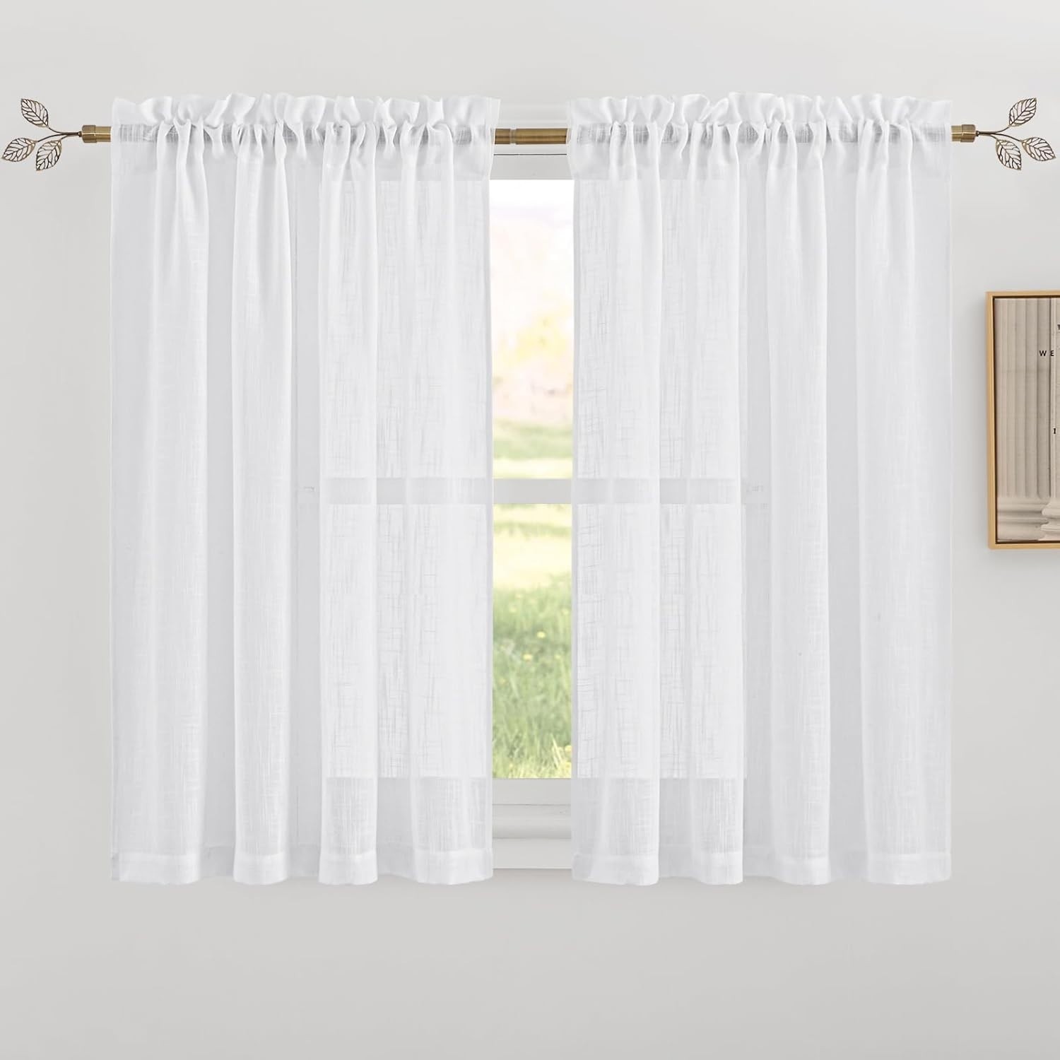 Breathable White Sheer Drapes, Light Filtering 42W x 45L, Perfect for Every Room