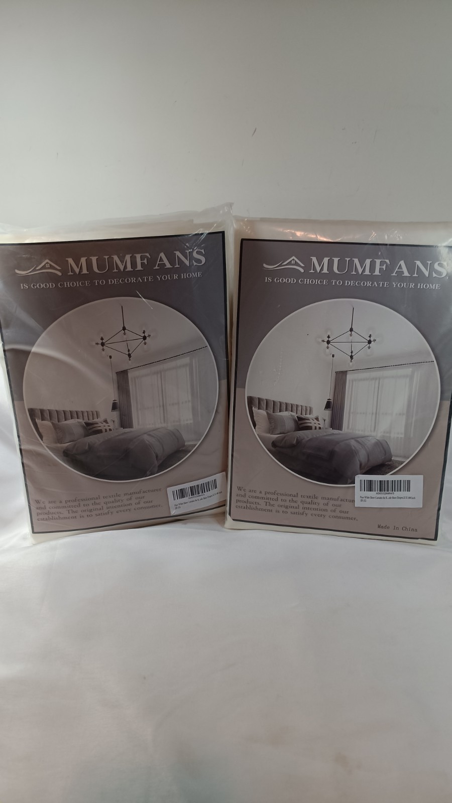 White Sheer Curtains Drapes 52 x 108 Mumfans Set of 2 New In Original Packaging