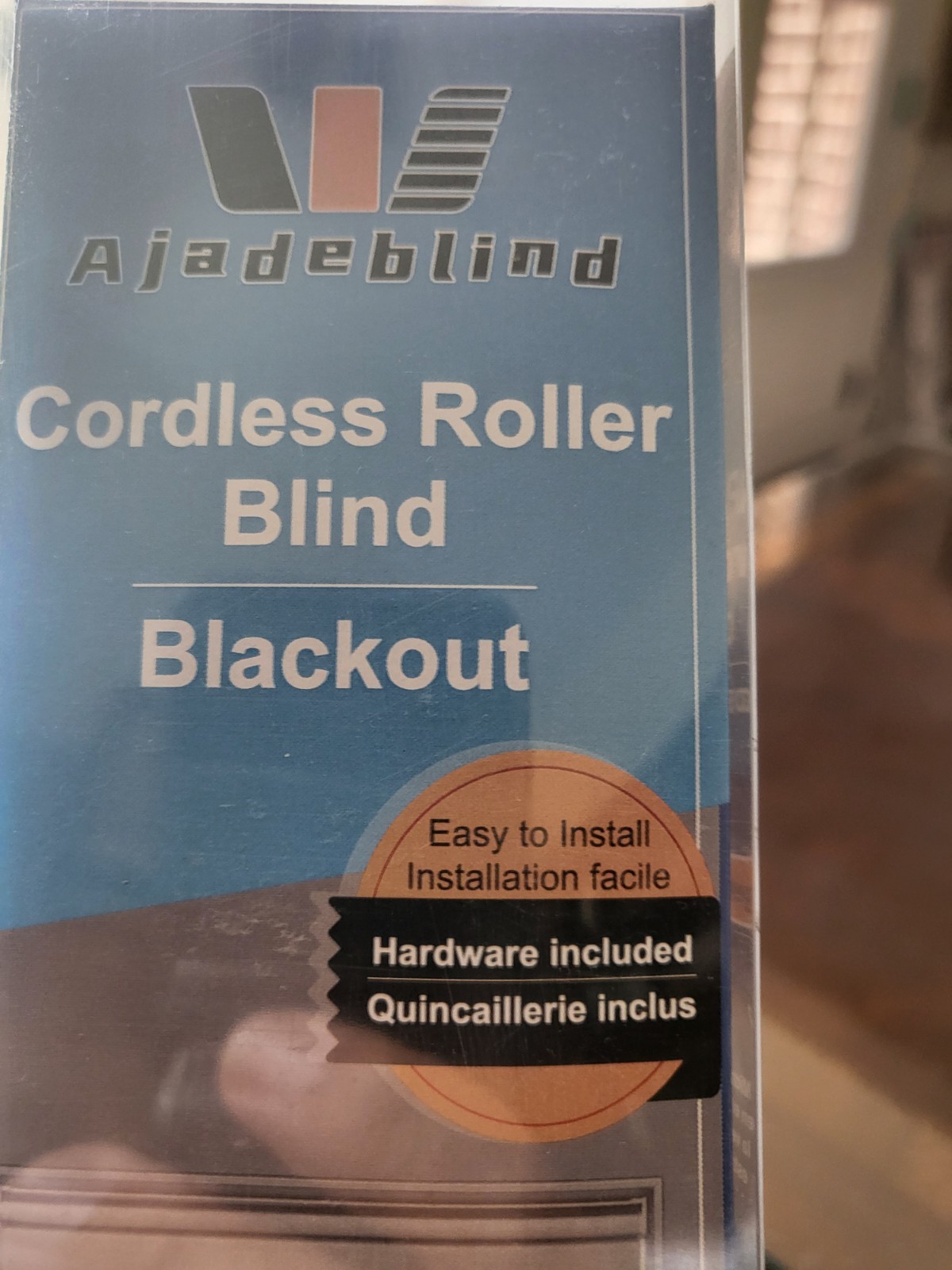 Ajadeblind Cordless Blackout Roller Shades – Jacquard Linen White,32″x72″