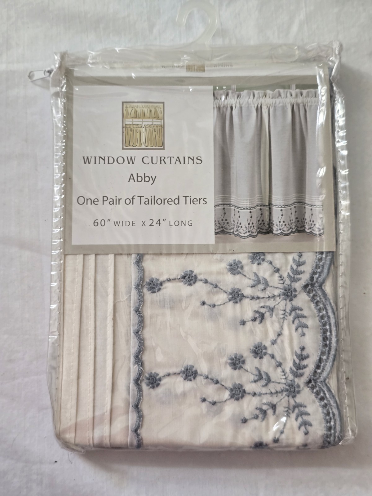 1 PAIR -CHF INDUSTRIES WINDOW CURTAINS ABBY TAILORED TIER PAIR 60” X 24” NIP