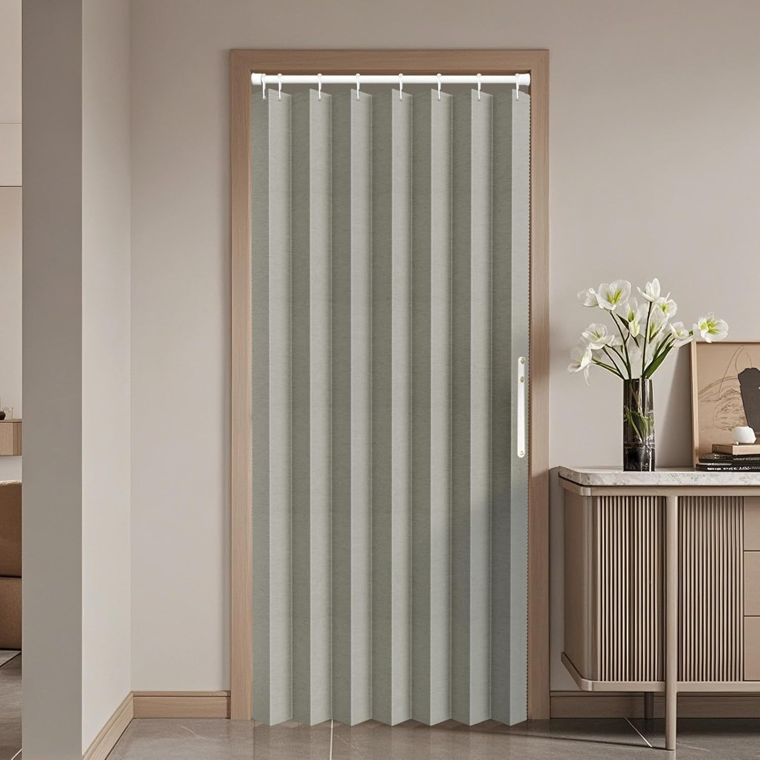 100% Blackout Fabric Folding Door Curtain with Magnetic Closure – Accordion for