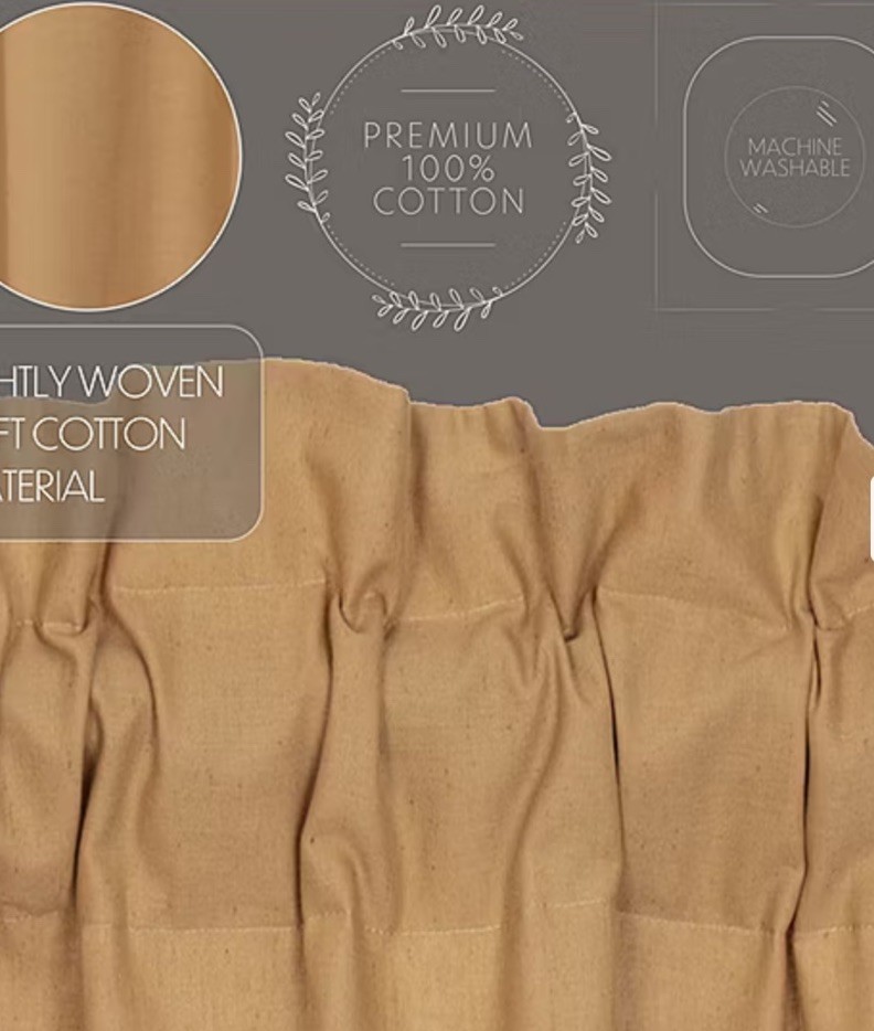 VHC Brands Simple Life Ruffled Rod Pocket Tailored Valance Khaki 16×60 In