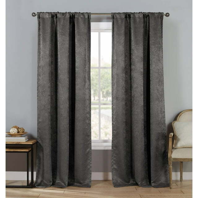 Duck River Steena Metallic Textured Window Curtain Panel 27”x 84” Gray – Pair