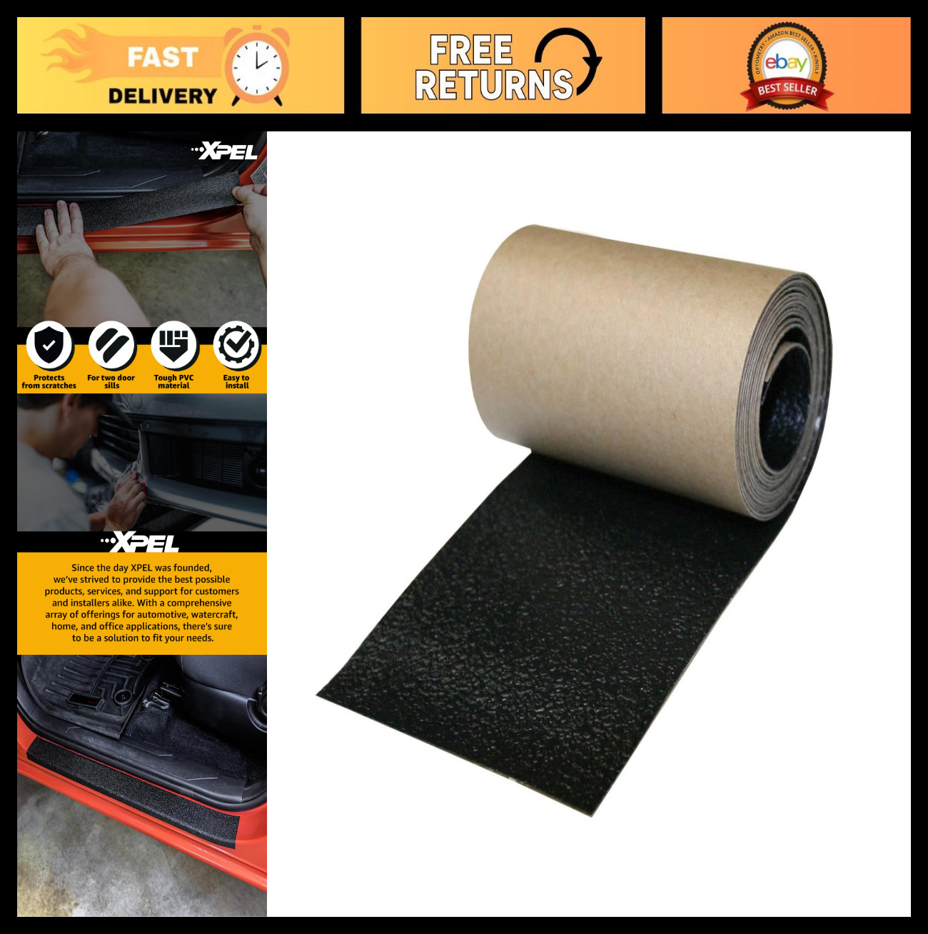 Universal Door Sill Guard Paint Protection Film Kit – 60″ x 2.75″ Durable Shield