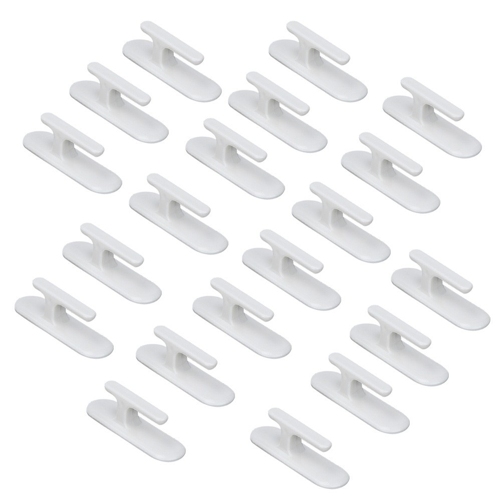 20 Pcs White Curtain Hooks for Drapes Holdbacks Plastic Clips Adhesive