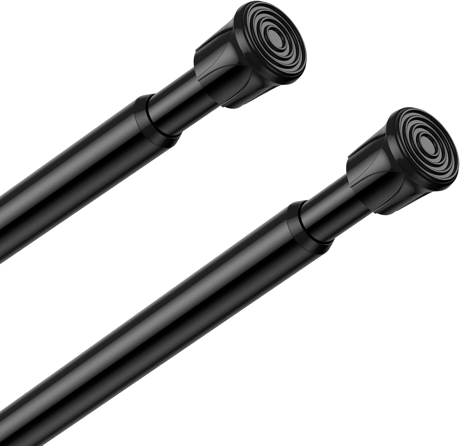 2 Pack Spring Tension Rods 28-48 Inches,5/8″ Diameter Black Spring Loaded Curtai