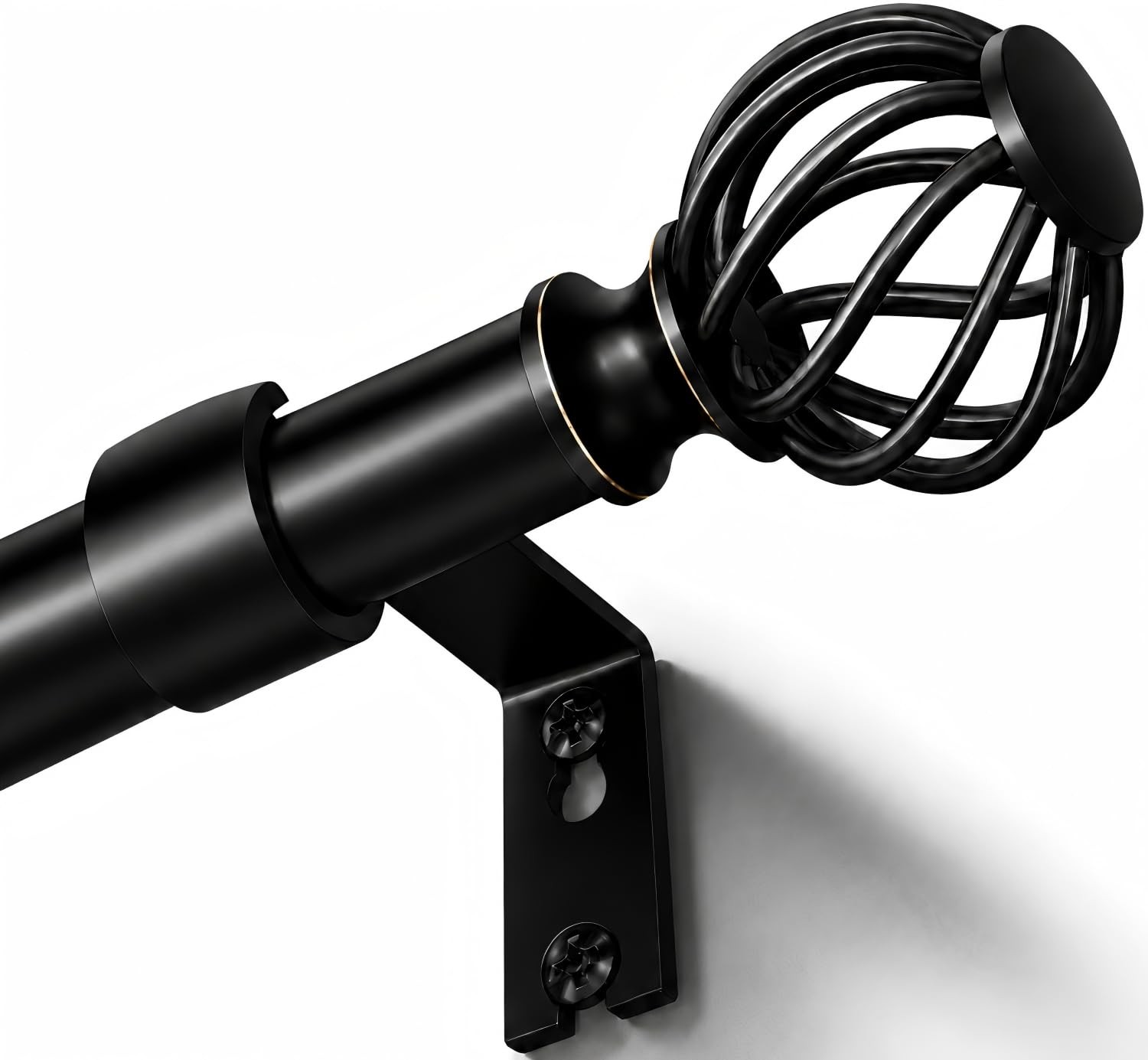 Curtain Rods for Windows 48-90 Inch(4-7.5Ft), Matte 48″-90″, Black