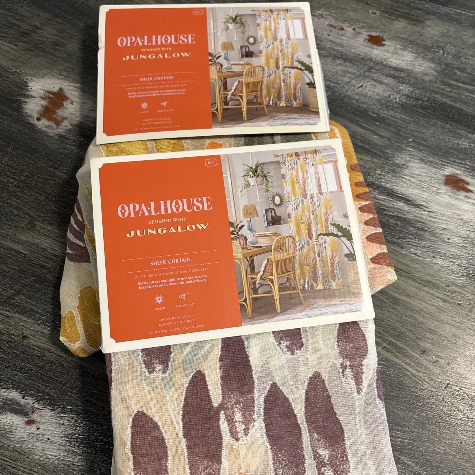 Opalhouse Jungalow Burnout Sheer Tropical Patterned Curtain 54 X 84 -Set of 2