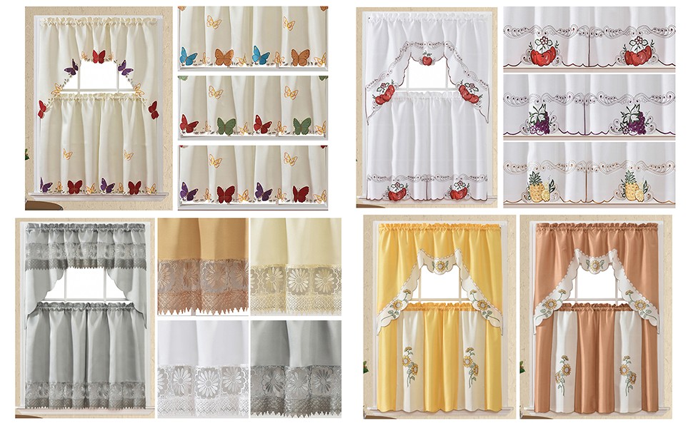 Harmony Horizon. Jacquard Window Curtain Panel Drape with Attached Fancy