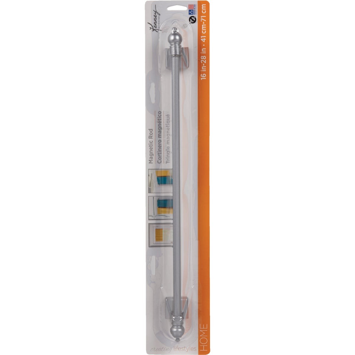 Kenney 16 In. To 28 In. 7/16 In. Petite Magnetic Cafe Rod, Satin Silver Kenney