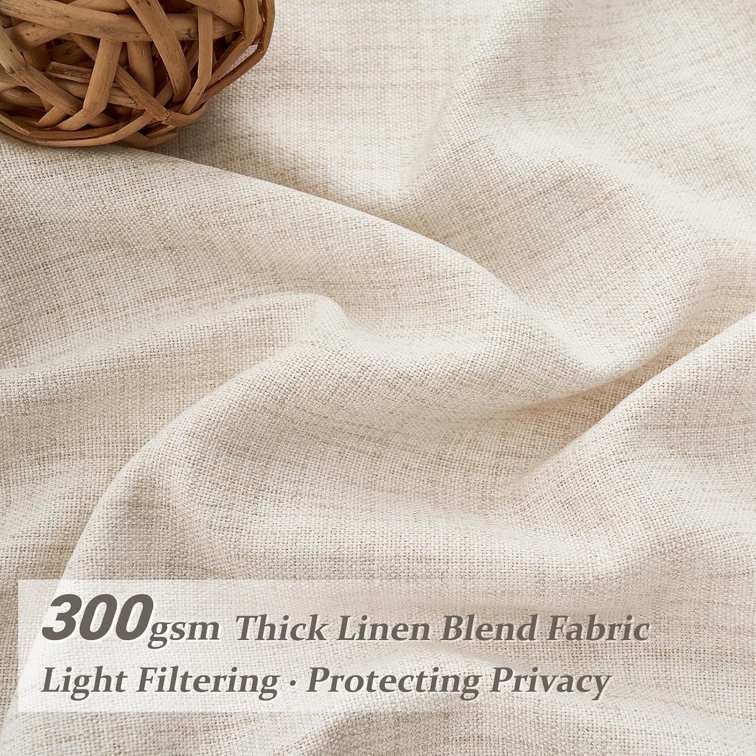 Pinch Pleated Linen Curtains 96 Inches Long for Living Room Bedroom, Light Fi…