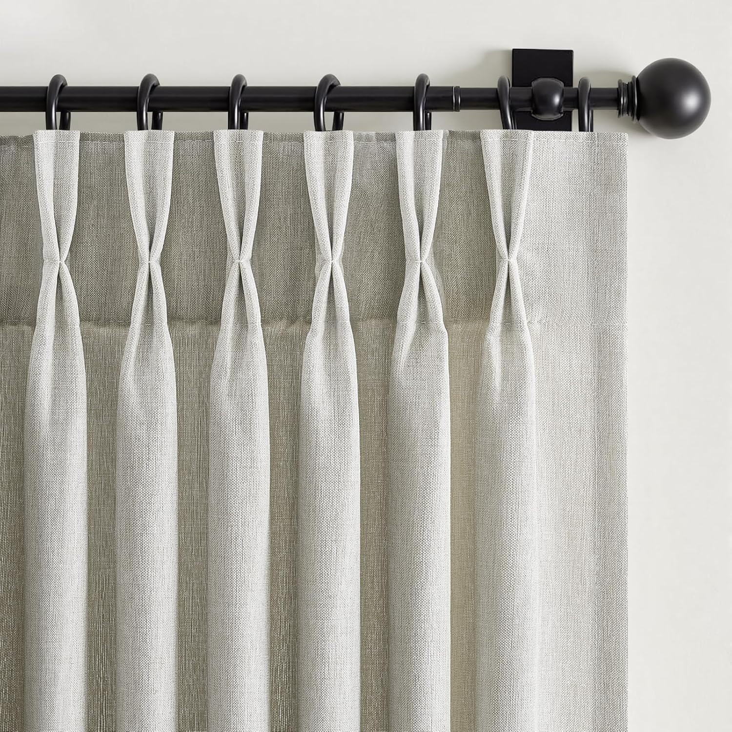 105″ Semi-Sheer Pinch Pleat Curtains 2 Panels Set, Grey Beige, 40×105 in