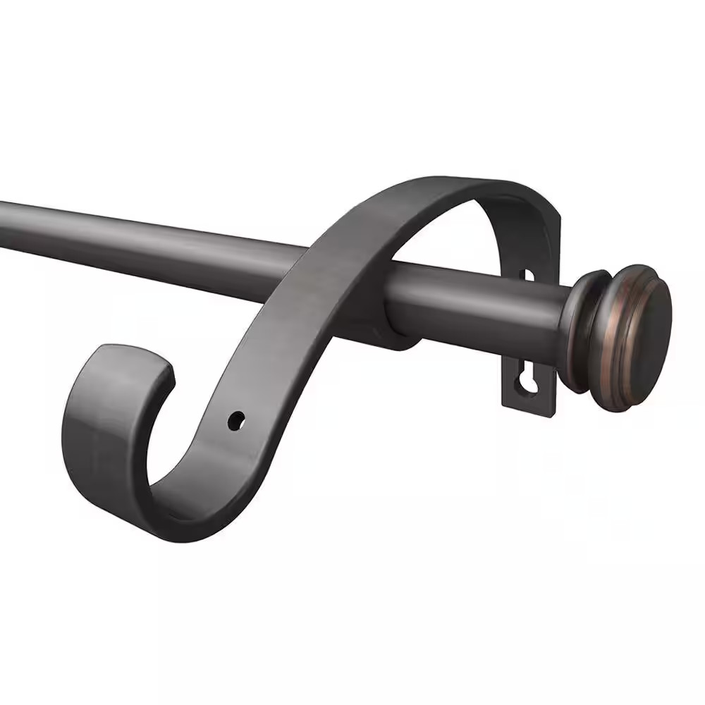 50 In. – 144 In. Adjustable 3/4 In. Double Curtain Rod Conversion Kit in Oil Rub