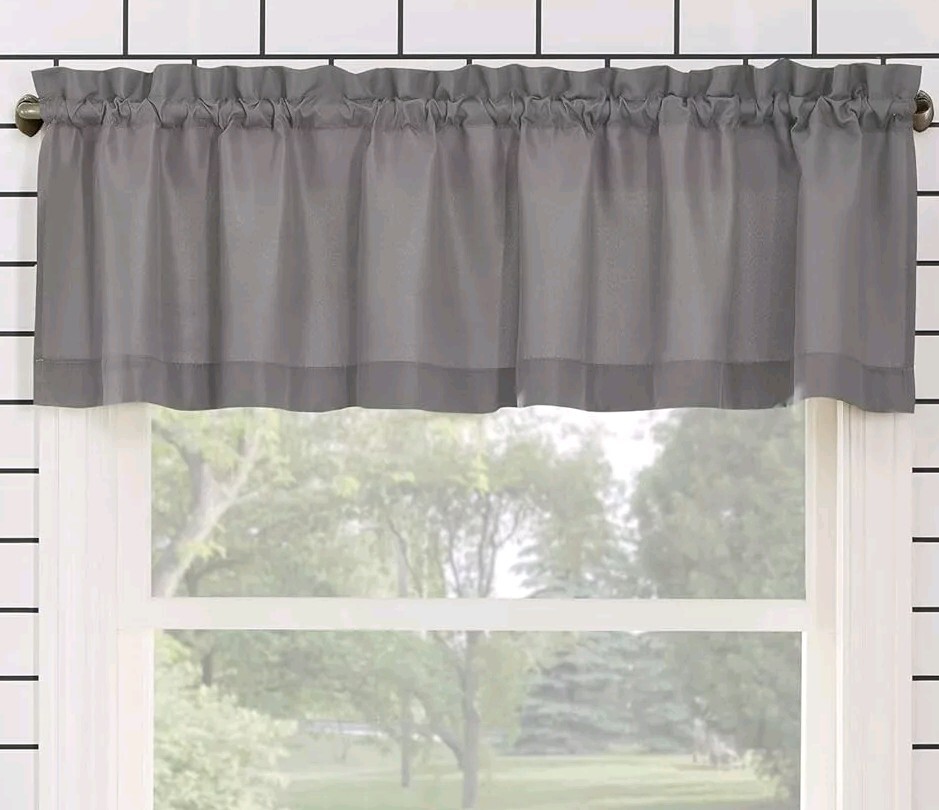 No. 918 Martine ~ Semi-Sheer ~ Rod Pocket ~ Valance ~ Tiers ~ SOLID GRAY
