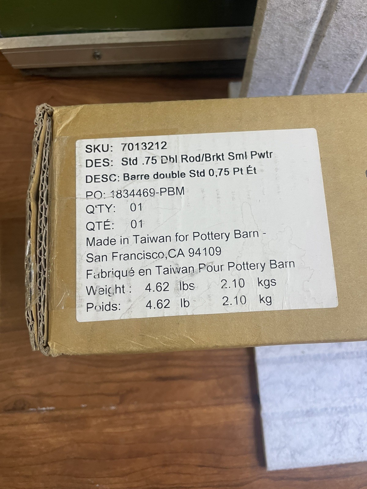 Pottery Barn Standard double rod Curtain Rod & Wall Bracket Pewter 28″-48″