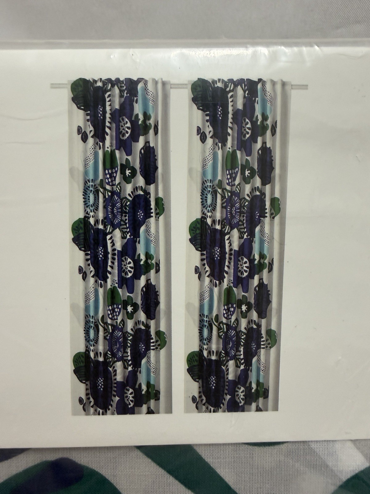 New Irmelin IKEA Emma Hagman Curtain Panels 57” x 98” Modern Floral 100% Cotton