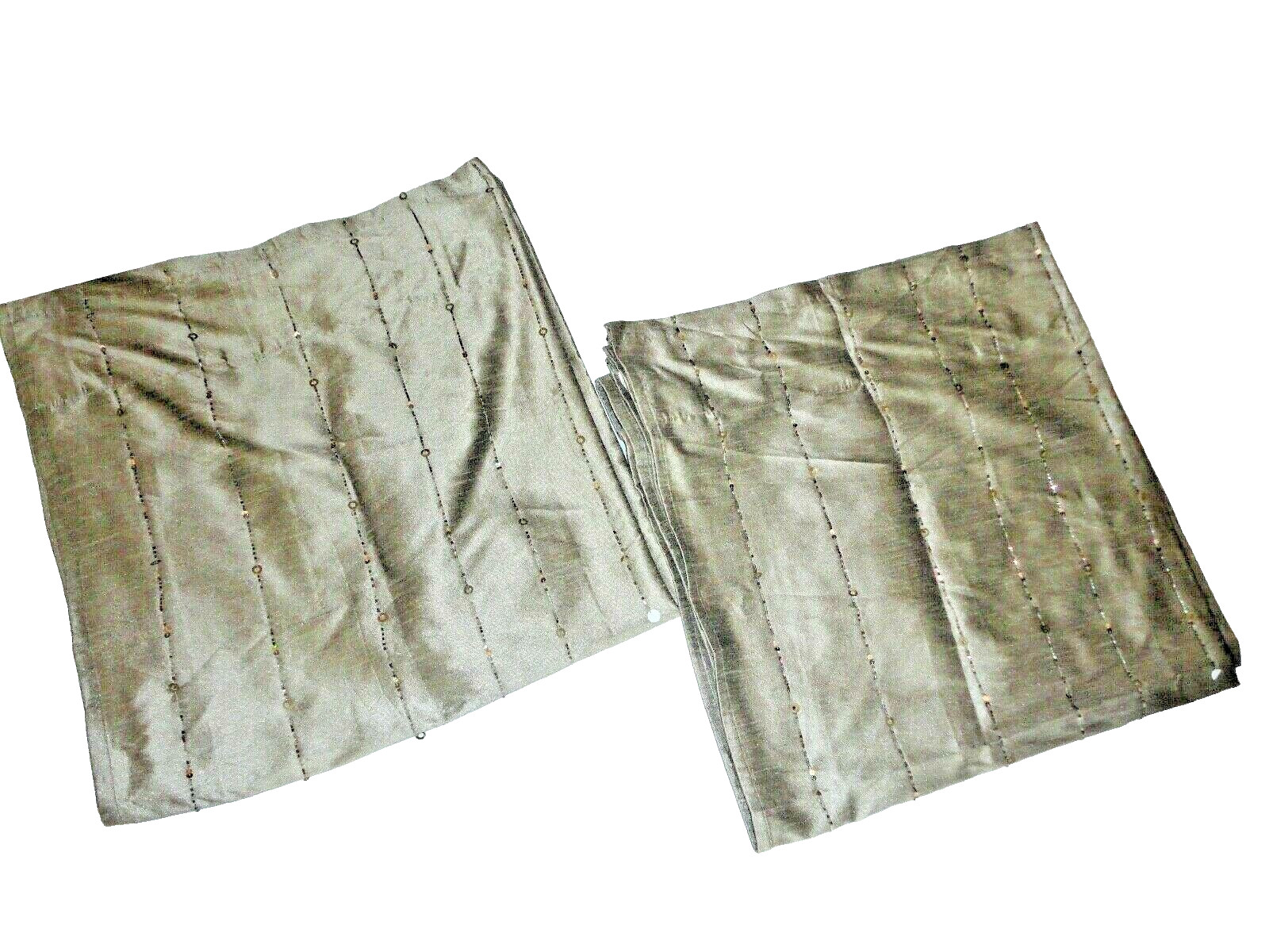 PIER 1 SHINE SILVER METALLIC BEADED (2) HIDDEN TABS PANELS CURTAINS 42 X 84